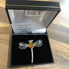 Dragonfly Brooch with Amber Stone