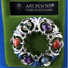 Scottish Thistle Brooch with Pebble
