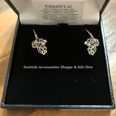 Thistle Drop Earrings with Marcasite & Stone