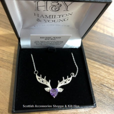 Stag Pendant with Amethyst Stone